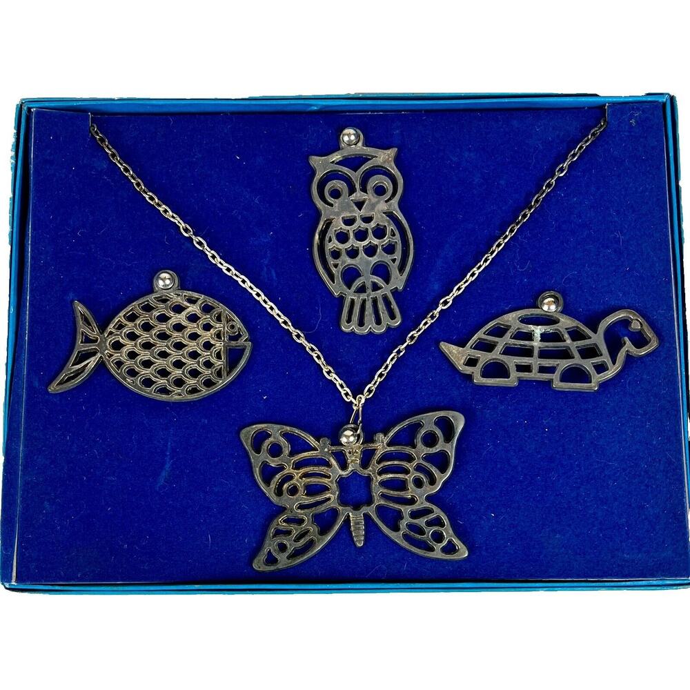 F. B. Rogers Silver Co RARE Italian Silver Plated Pet Pendants w/ Necklace